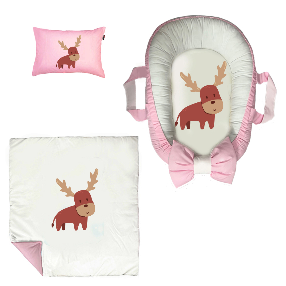 سرویس خواب سه تکه نوزاد مدل گارد محافظ دار طرح فانتزی گوزن کد 047