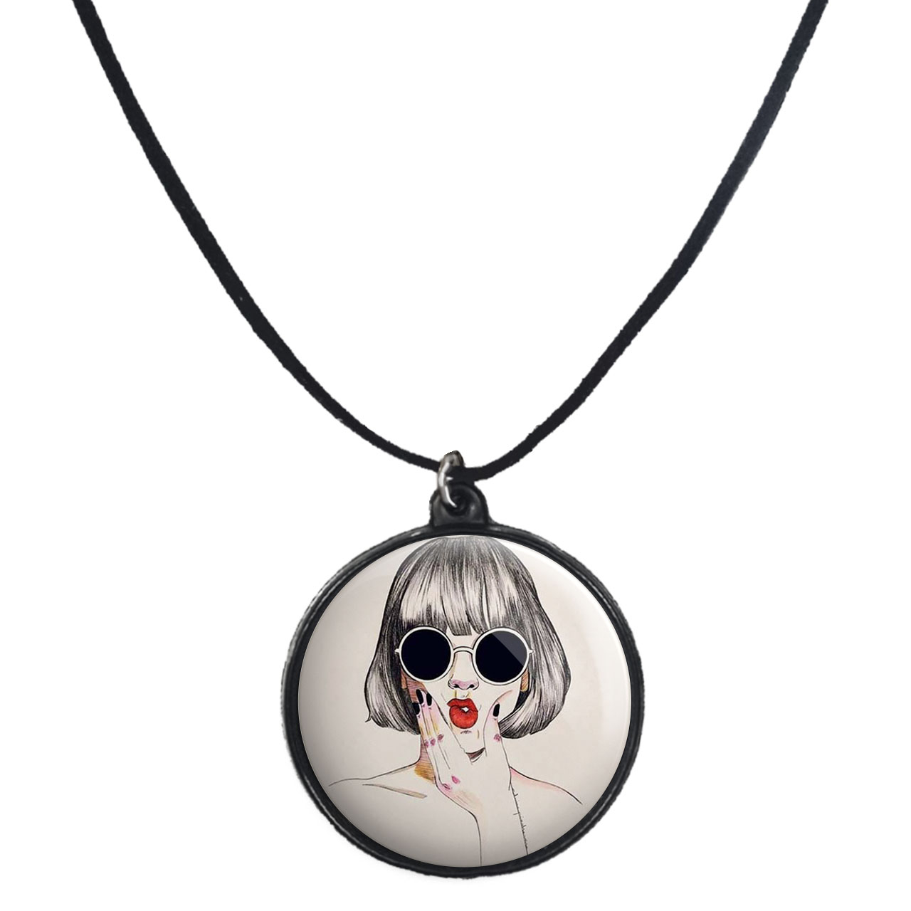 گردنبند پرمانه طرح دخترونه کد pmb.4642 مدل دو طرفه