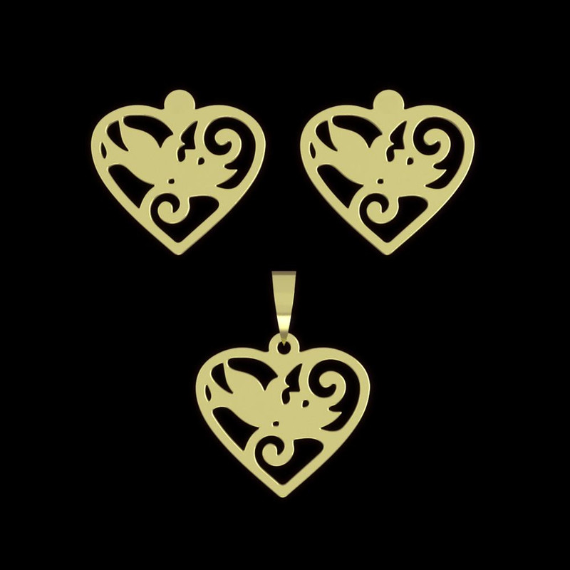 نیم ست طلا 18 عیار زنانه مدوپد مدل قلب کد NA11046