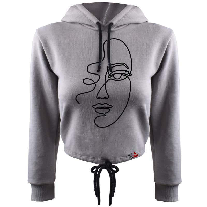 هودی زنانه مدل چهره کد T11 رنگ طوسی