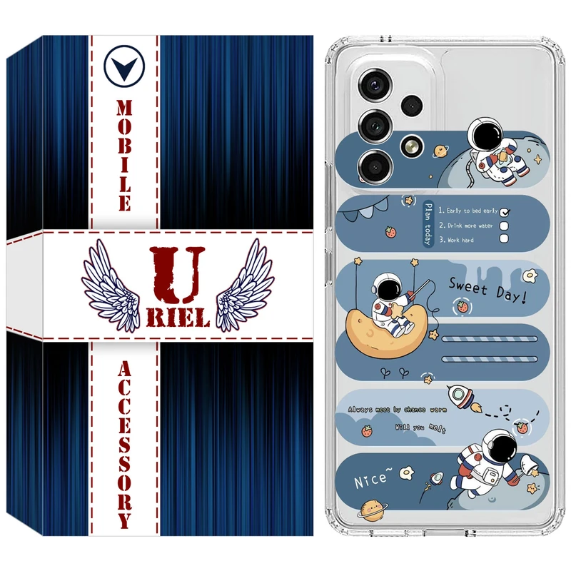 کاور یوریل قاب مدل Clear کد 18 طرح فضانورد مناسب برای گوشی موبایل سامسونگ Galaxy A32 5G / M32 5G