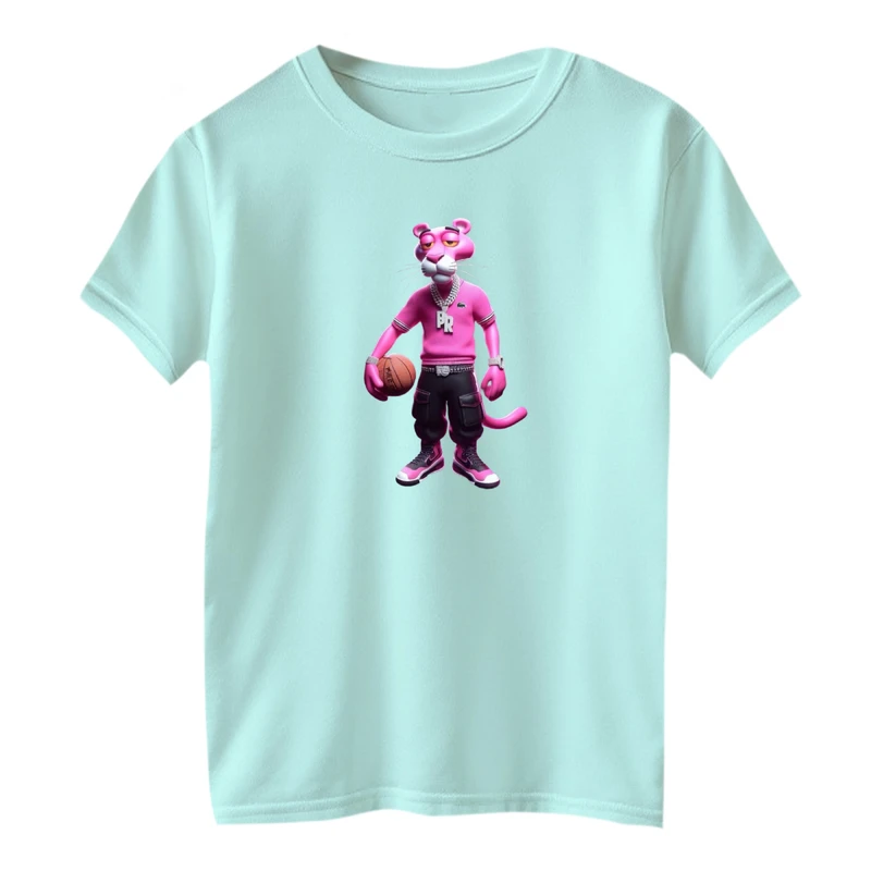 تی شرت آستین کوتاه بچگانه مدل پلنگ صورتی کد ۳