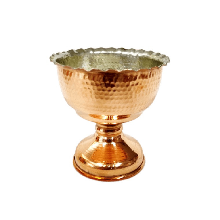 کاسه مسی مدل تک پایه طرح لبه کنگره کد AZ03_K