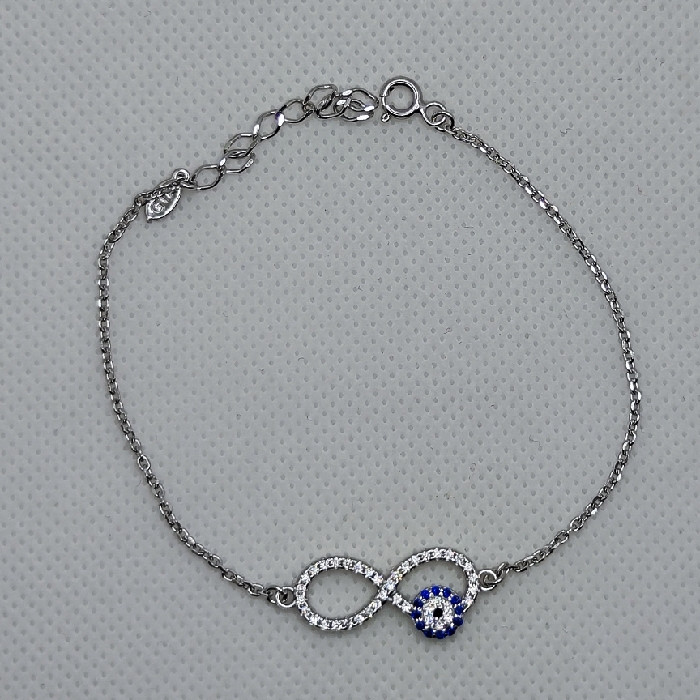 دستبند نقره زنانه مدل چشم نظر طرح بینهایت کد 588 دستبند نقره زنانه مدل چشم نظر طرح بینهایت کد 588