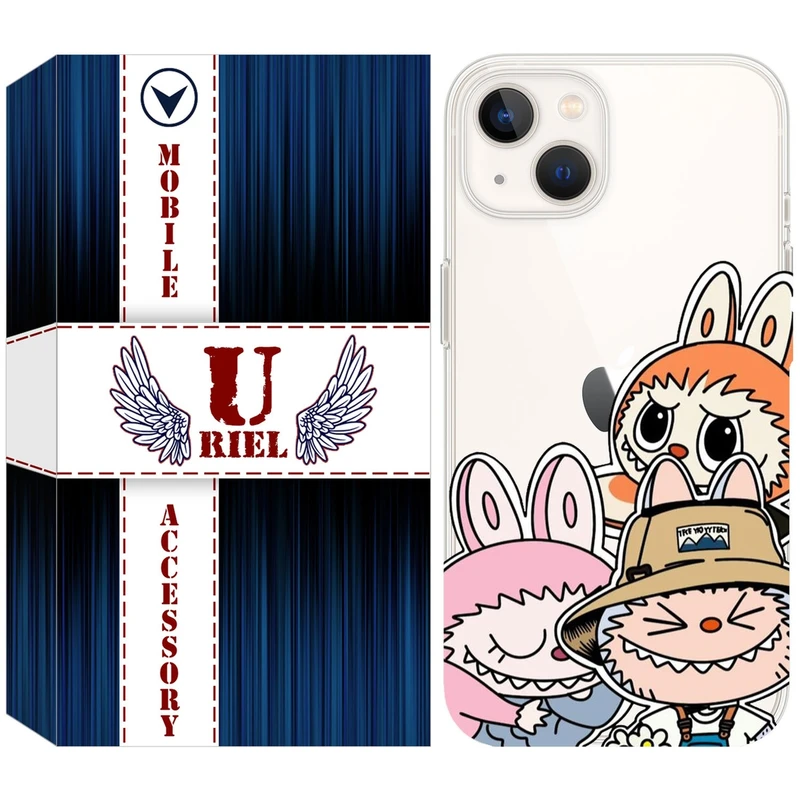 کاور یوریل مدل Clear کد 145 طرح لبوبو Labubu مناسب برای گوشی موبایل اپل iPhone 13 mini