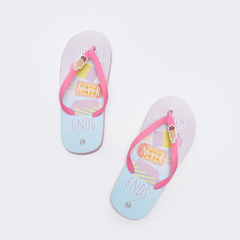 دمپایی لاانگشتی زنانه ال سی وایکیکی مدل بستنی پاستلی استپ دار