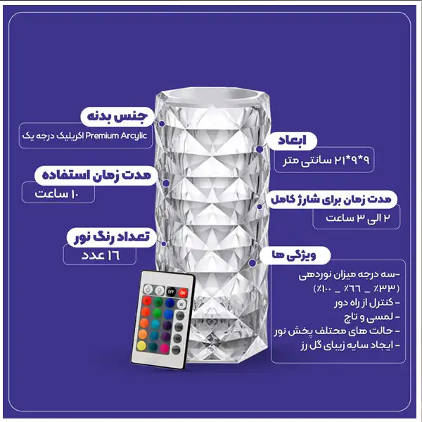 چراغ تزئینی مدل لمسی کد RZ-RGB