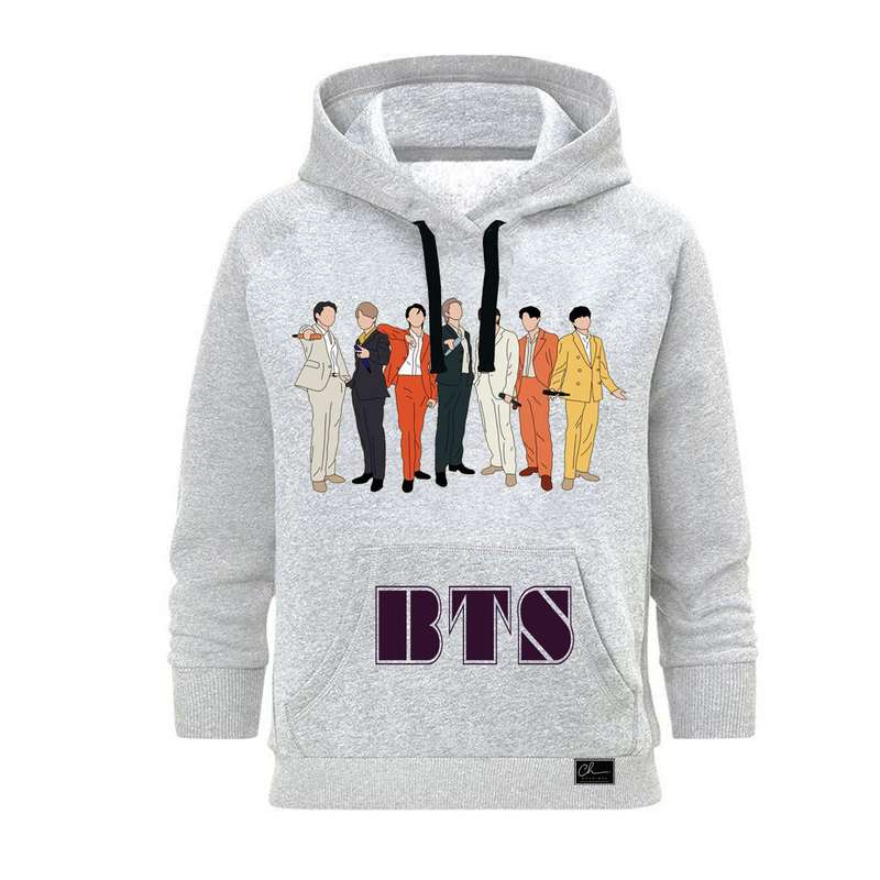 هودی زنانه مدل BTS کد BZ20 رنگ طوسی