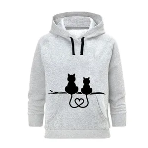 هودی زنانه مدل cats کد B260 رنگ طوسی