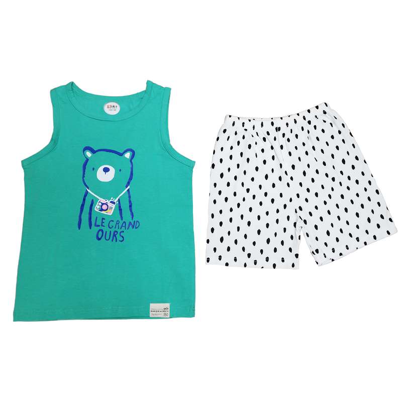 ست تاپ و شلوارک پسرانه مدل خرس کوچولو کد 1003
