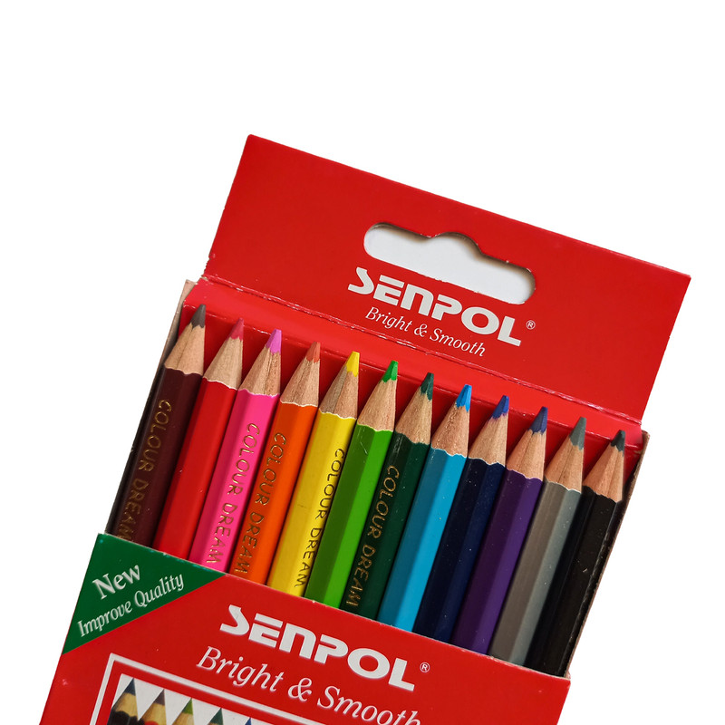 مداد رنگی 12 رنگ سنپول کد 12 به همراه دفتر نقاشی بسته 3 عددی
