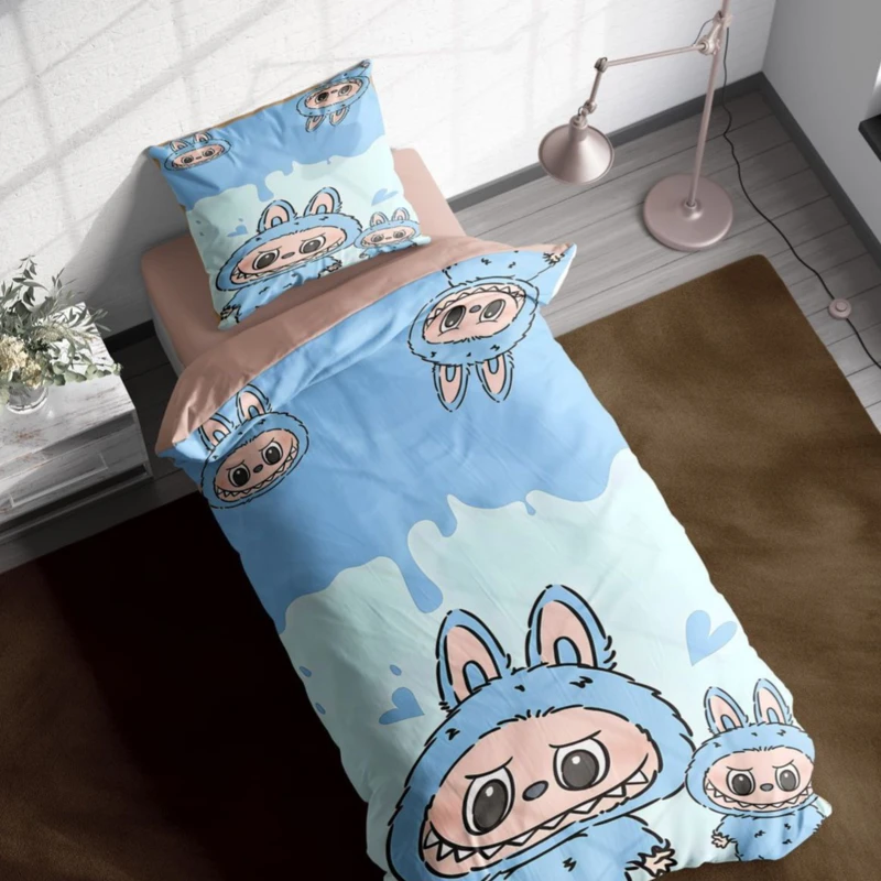 سرویس خواب 1 نفر 4 تکه مدل لبوبو ماکارون مخمل کد 103