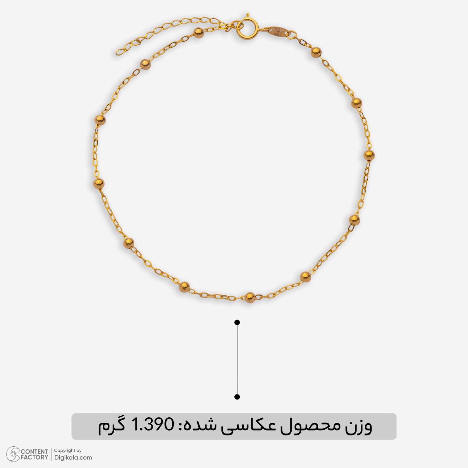 دستبند زنجیری طلا 18 عیار زنانه نگین مدل 112 -  - 3
