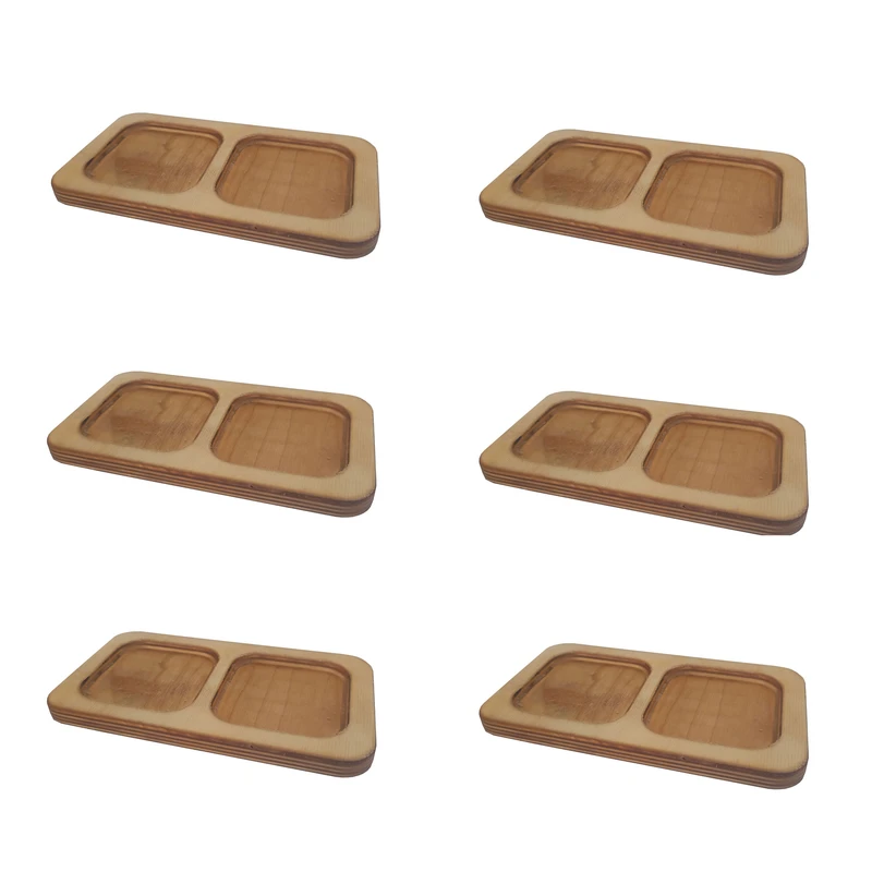 زیر لیوانی مدل چوبی طرح ۲ خانه ای مجموعه ۶ عددی