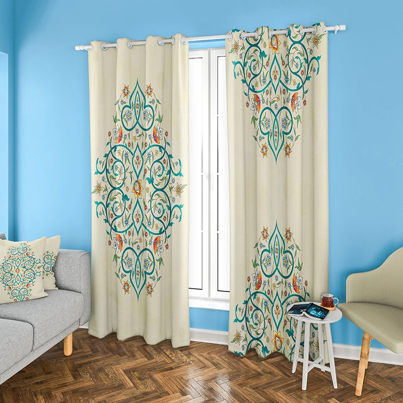 پرده طرح اسلیمی سایز 140x280 سانتی متر