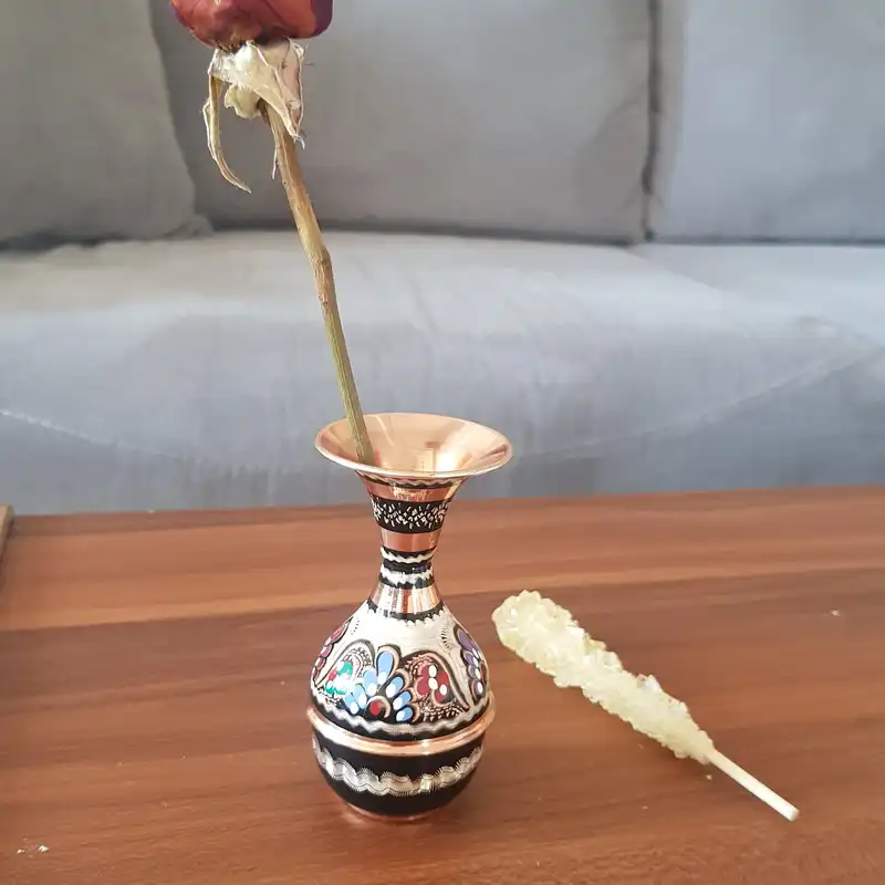 ست 2 تکه گلدان و بشقاب میناکاری مسی کد 180/1