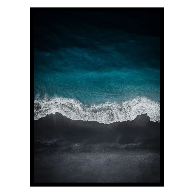 تابلو نوری بکلیت طرح هنری دکوری دریا و ساحل مدل B-bu6121 فریم مشکی