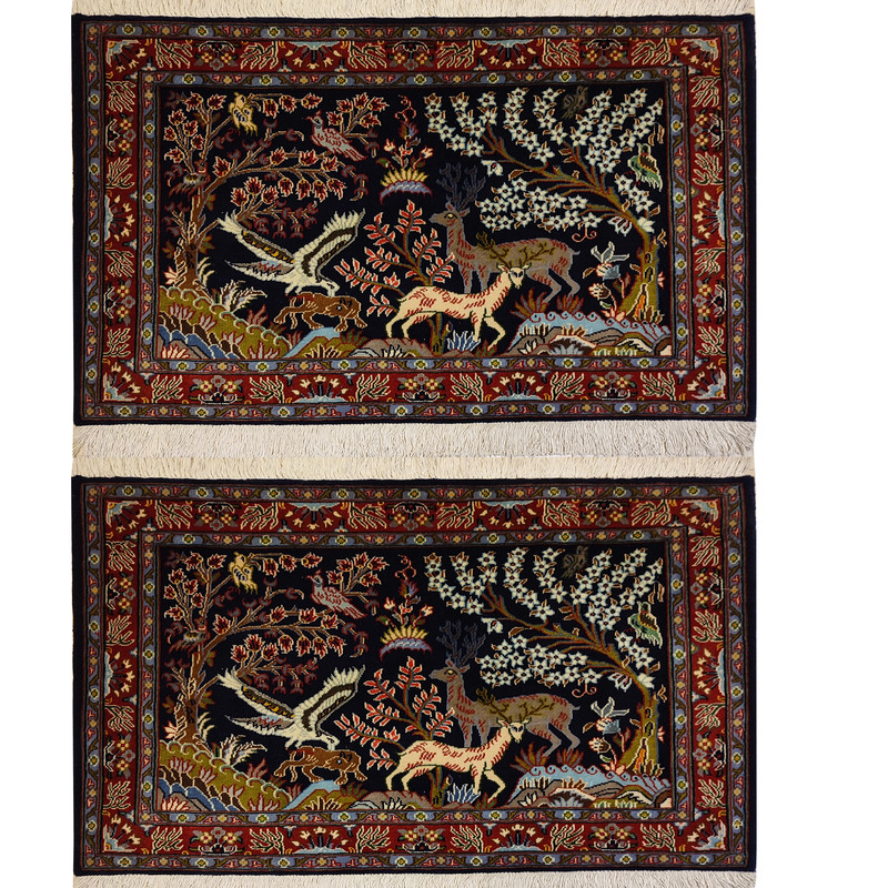 فرش دستبافت یک متری طرح شکارگاه کد 130