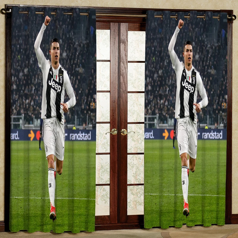  پرده مدل فوتبالی مخمل پانچی کد 1205 سایز 140x280 سانتی متر