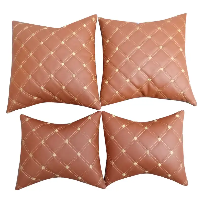 پشت گردنی صندلی خودرو مدل MG_50200طرح چرم گلدوزی به همراه کوسن بسته 4 عددی