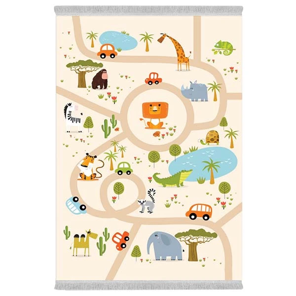 فرش پارچه‌ای دفه مدل فرشینه هازان مخمل طرح فانتزی کد 3344