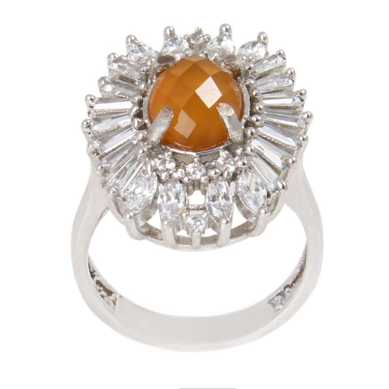 انگشتر نقره زنانه بازرگانی میلادی مدل سنگ عقیق کد AWR_758