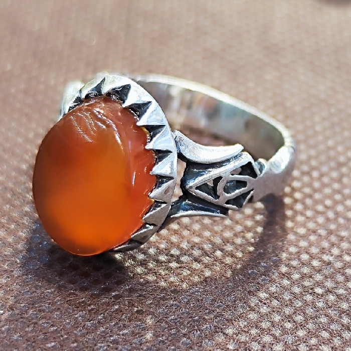 انگشتر نقره مردانه نقره جات بافندگان مدل سنگ عقیق یمانی کد 330