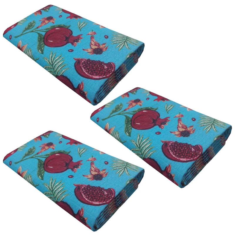 دستمال نظافت خانه و آشپزخانه پنبه‌، نخ مدل لینا 03 بسته 3 عددی