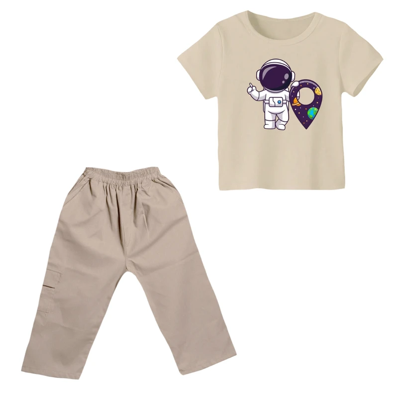 ست تی شرت و شلوارک پسرانه مدل فضانورد کد ۸