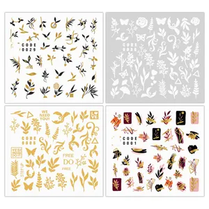 برچسب لنز ناخن مدل برگ مینیمال مجموعه 4 عددی