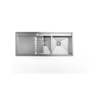 سینک ظرفشویی استیل توکار دو لگنه کن مدل BCN306