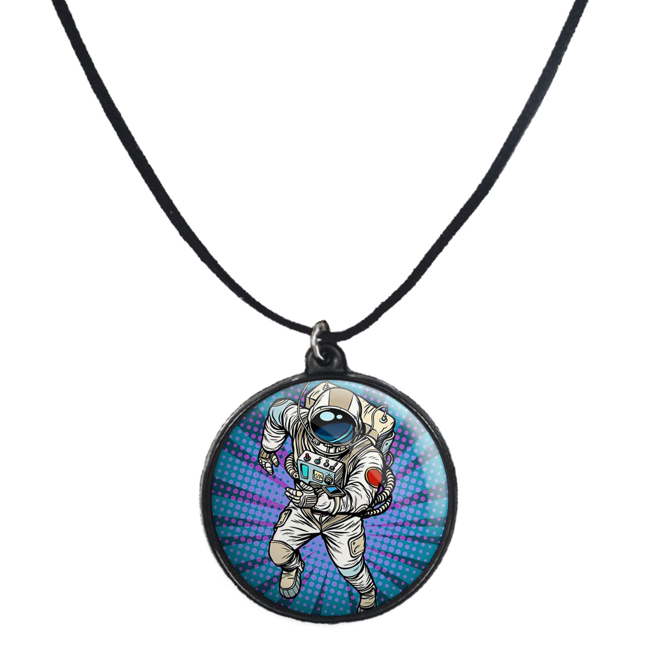 گردنبند پرمانه طرح فضانورد کد pmb.10328 مدل دو طرفه