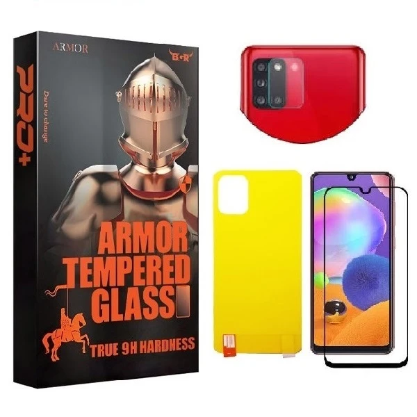 محافظ صفحه نمایش آرمور مدل FUL مناسب برای گوشی موبایل Galaxy A31 به همراه محافظ پشت گوشی و محافظ لنز دوربین