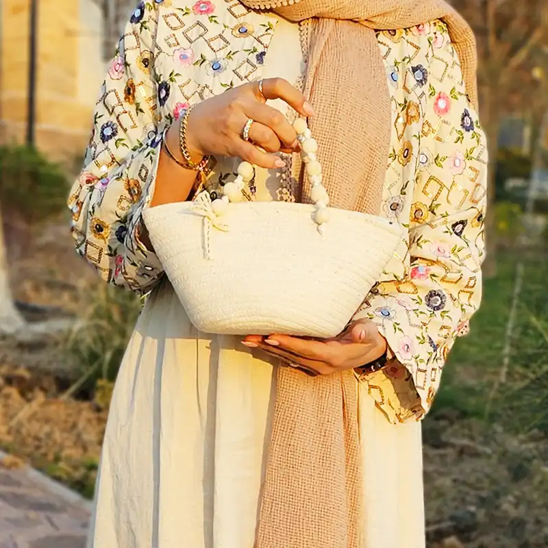 کیف دستی زنانه مدل قیطان دوزی طرح لبخند