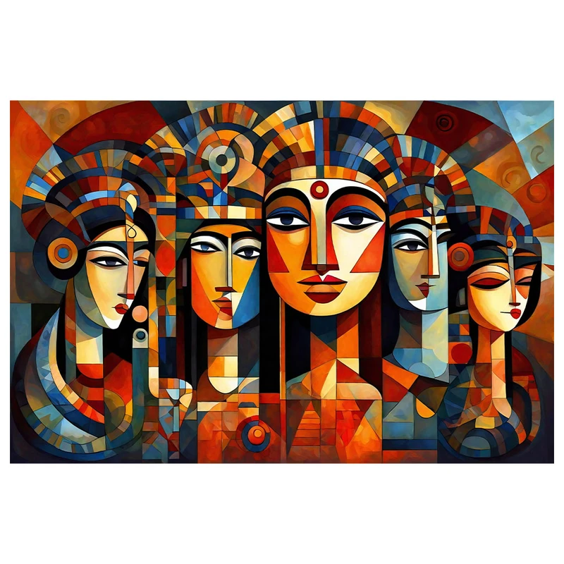فرش پارچه‌ای مدل فرشینه طرح کوبیسم رنگارنگ مدل مصری کد AR3060823