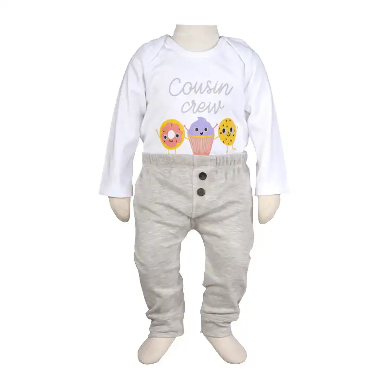 ست بادی و شلوار نوزادی آدمک  مدل کوکی کد 117261 رنگ سفید