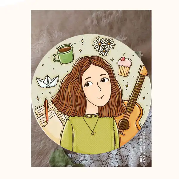 بشقاب دیوارکوب سفالی طرح دختر و آرزو