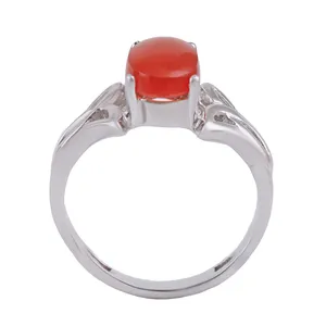 انگشتر نقره زنانه بازرگانی میلادی مدل عقیق آبکاری رادیوم قالب جواهری کد AWR_1447