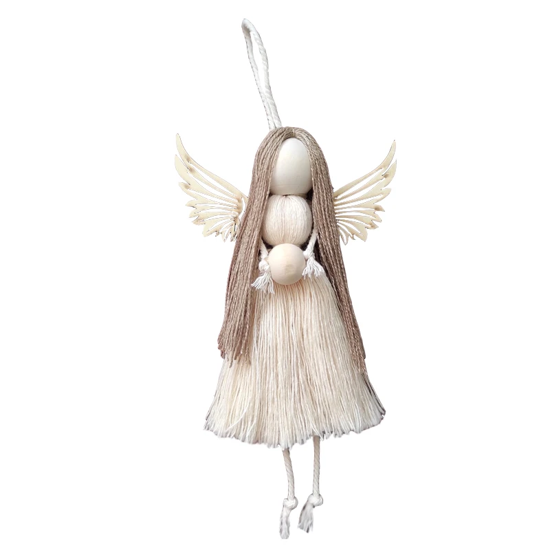 آویز تزیینی مکرومه مدل عروسک فرشته مکرومه مو بلوند