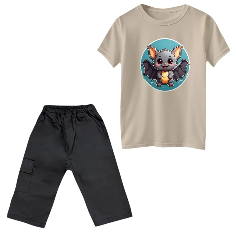 ست تی‌شرت و شلوارک پسرانه مدل خفاش کوچولو کد 2