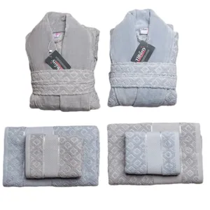 سرویس حوله پالتویی 12 تکه تیفانی مدل ست عروس و داماد کد T64