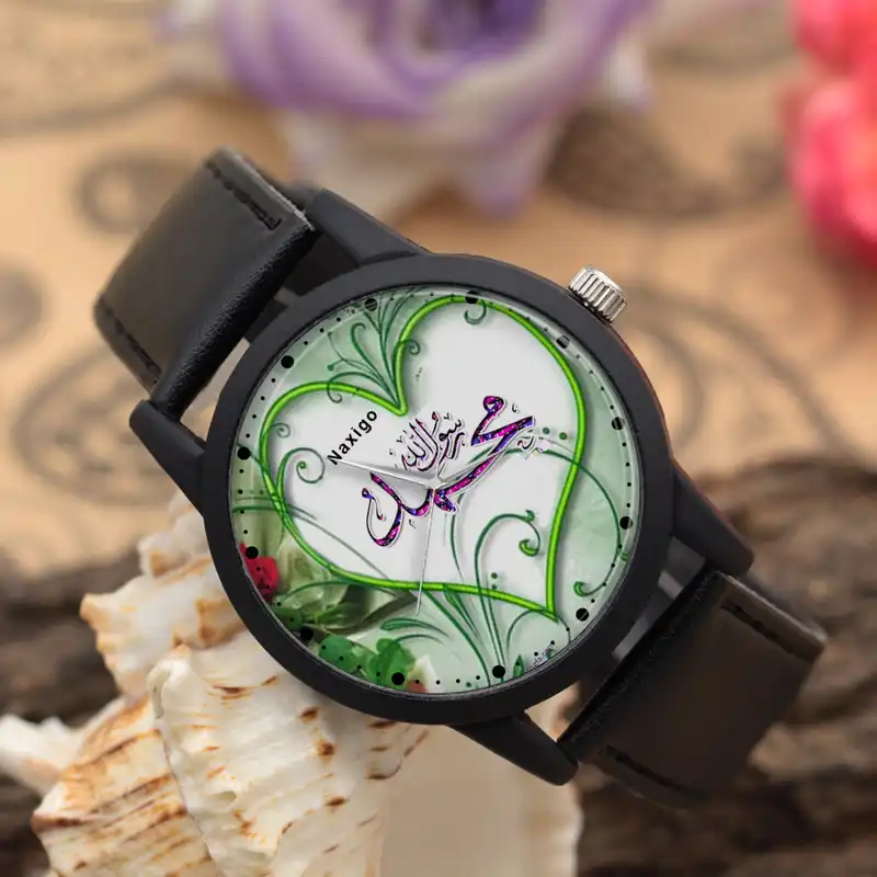ساعت مچی عقربه ای ناکسیگو طرح محمد رسول الله کد LF4258