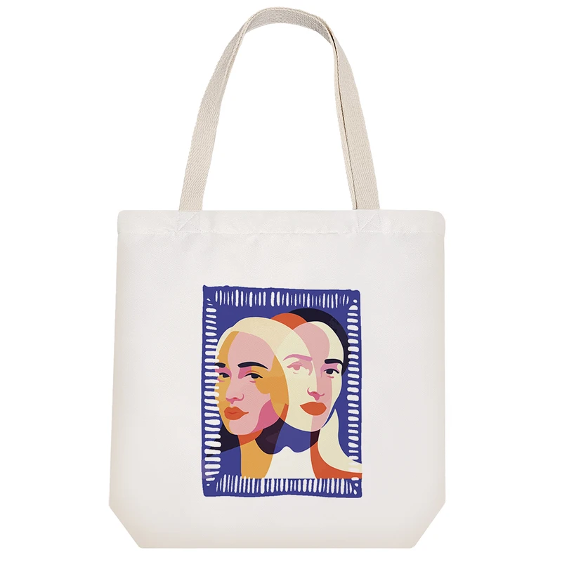 ساک خرید خندالو طرح پرتره دختر نقش فرش کد 7399