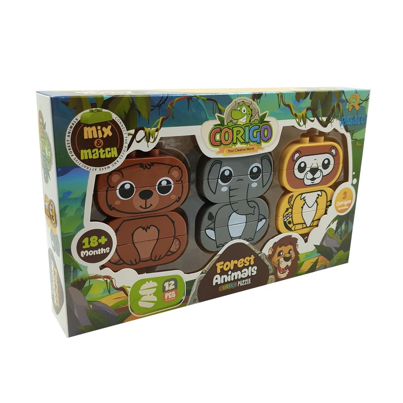 ساختنی 12 تکه رساکو مدل حیوانات جنگل کریگو کد 001