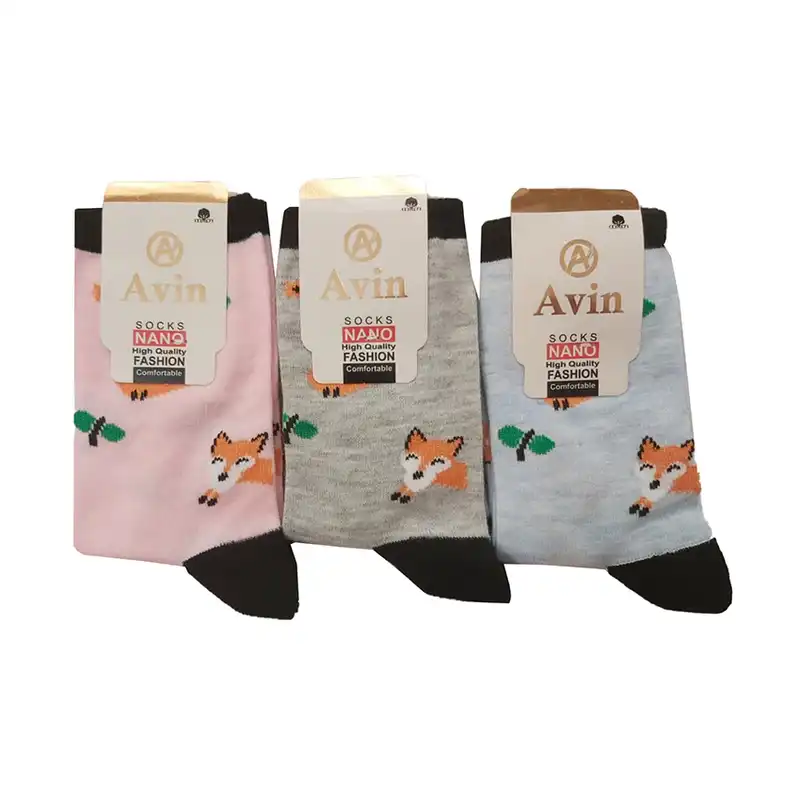 جوراب ساق بلند دخترانه مدل روباه کد 3 مجموعه 3 عددی