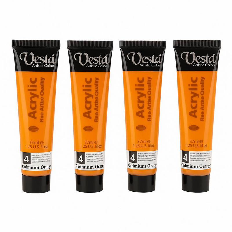 رنگ اکریلیک وستا مدل cadmium 4 حجم 21 میلی لیتر بسته 4 عددی