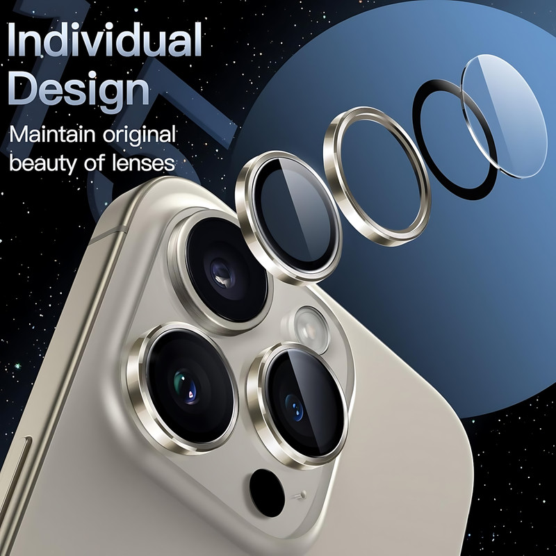 محافظ لنز دوربین شیشه‌ای اسپیگن مدل Optik Pro مناسب برای گوشی موبایل اپل iPhone 16 Pro