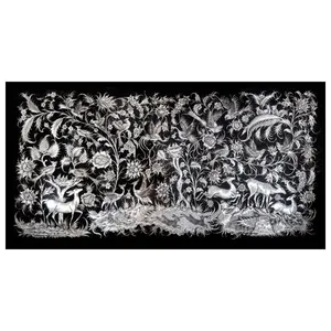 تابلو قلمزنی طرح گوزن و گل و مرغ کد m35