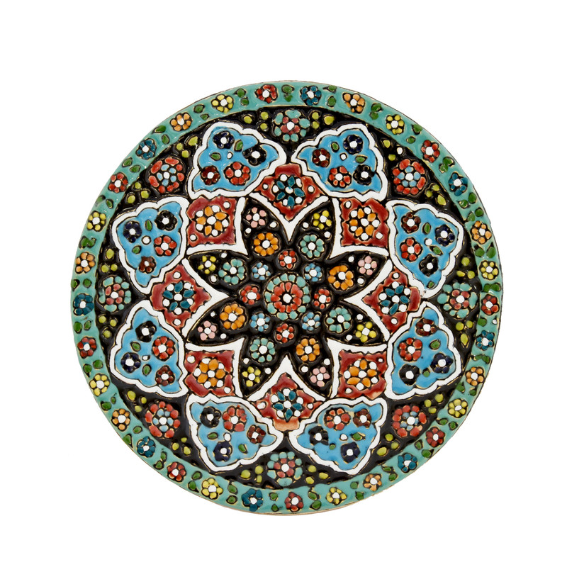 بشقاب مینا کاری سفالی طرح گل کد 2111 