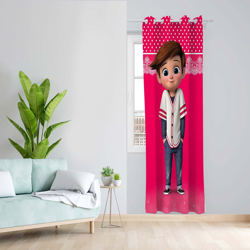 پرده طرح کودک مدل مخمل پانچی کد 5092R z سایز 140x200 سانتی متر